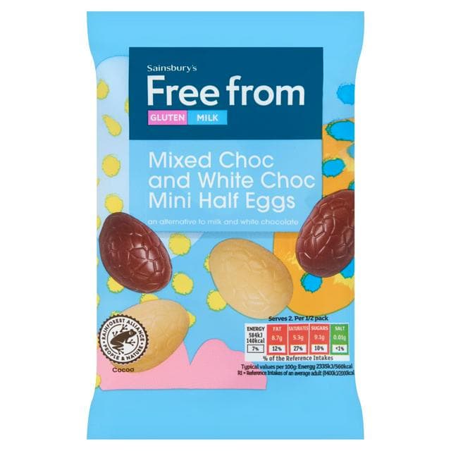 Sainsbury's Free From 50g Mixed Choc & White Choc Mini Half Eggs - gallery image 1