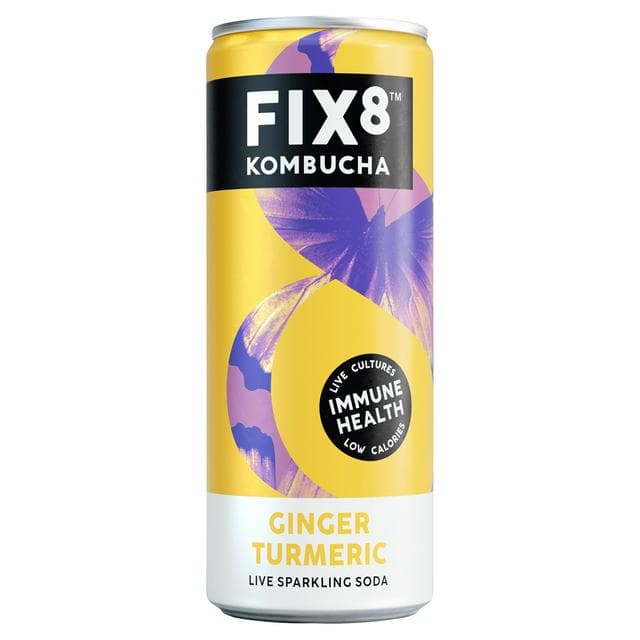 Fix8 Kombucha Ginger Turmeric Live Sparkling Soda 25cl - gallery image 1