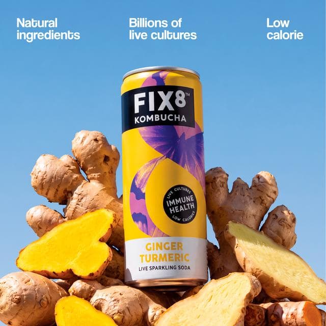 Fix8 Kombucha Ginger Turmeric Live Sparkling Soda 25cl - gallery image 3