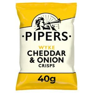 Pipers 40g Lye Cross Cheddar & Onion Crisps