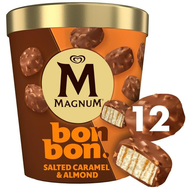 Magnum 12 x 17ml Bonbon Salted Caramel & Almond Ice Cream Frozen Snack - gallery image 1