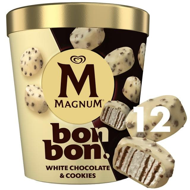 Magnum 12 x 17ml Bonbon White Chocolate & Cookies Ice Cream Frozen Snack - gallery image 1