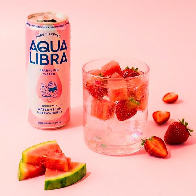 Aqua Libra Infused with Watermelon & Strawberry Sparkling Water 4 x 330ml - gallery image 2
