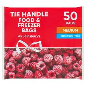 Sainsbury's Medium Tie Handle Food & Freezer Bags x50