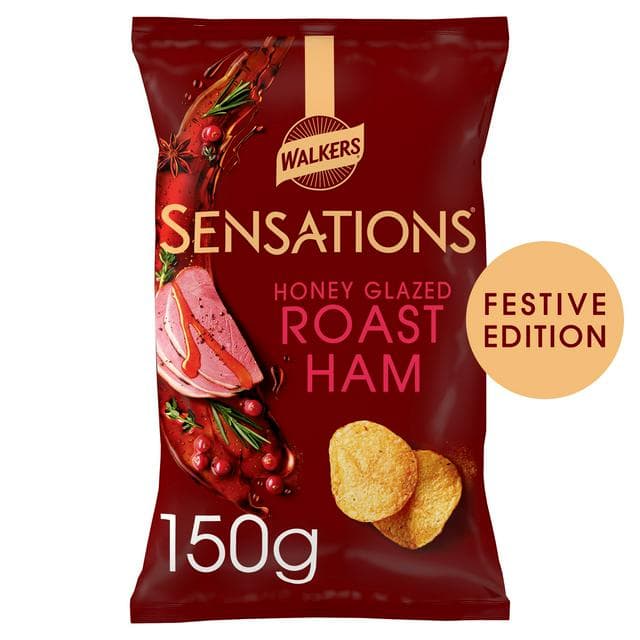 Walkers Sensations 150g Honey Glazed Roast Ham Sharing Crisps, Festive Edition - gallery image 1