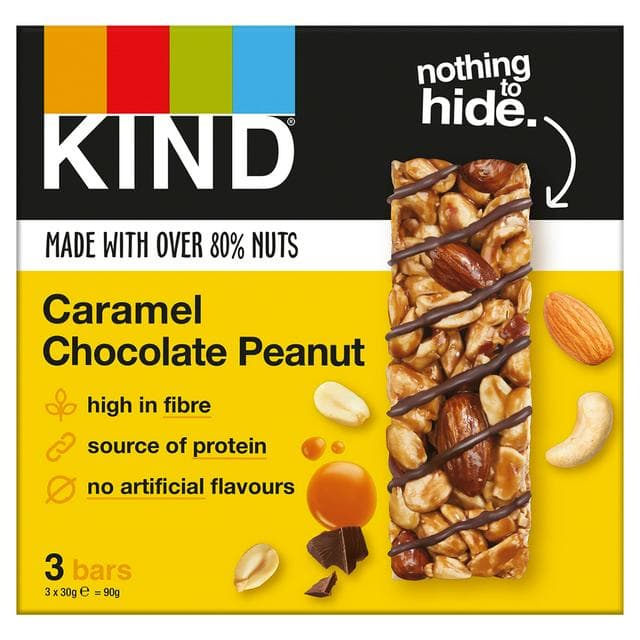 Kind Caramel Chocolate Peanut Bars 3 x 30g - gallery image 1