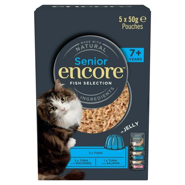 Encore Senior 7+ Fish Selection in Jelly Dry Cat Food 5 x 50g - gallery image 1