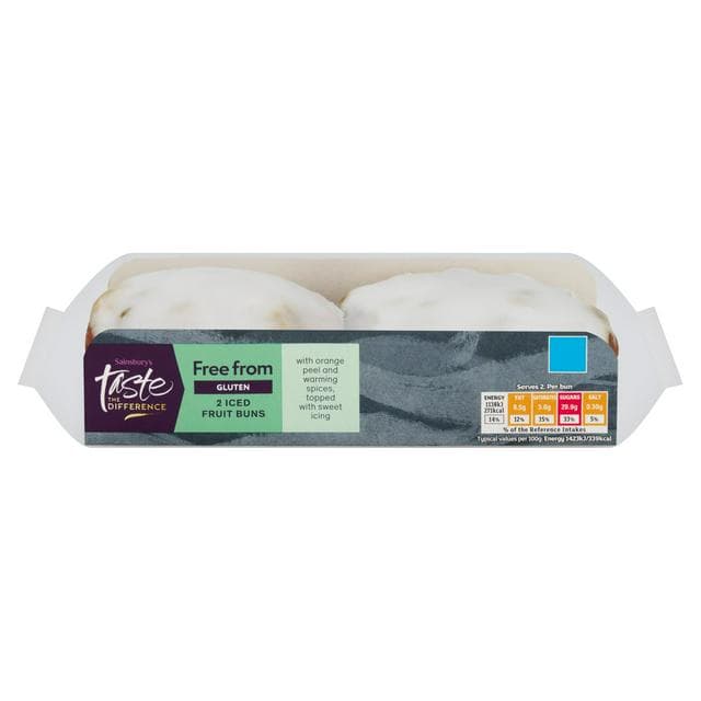 Sainsbury's Free From Gluten Iced Fruit Buns, Taste the Difference x2 160g - gallery image 1