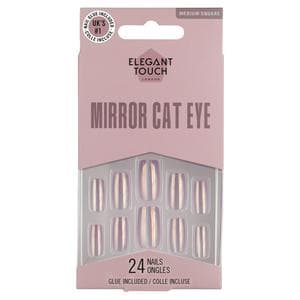 Elegant Touch Medium Square Mirror Cat Eye Nails x24