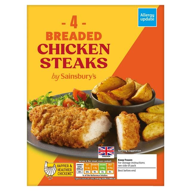 Sainsbury's Breaded Chicken Steaks x4 380g - gallery image 1