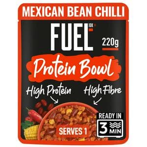 Fuel10k High Protein 220g Mexican Bean Chilli Instant Microwave Ready Meal Pouch