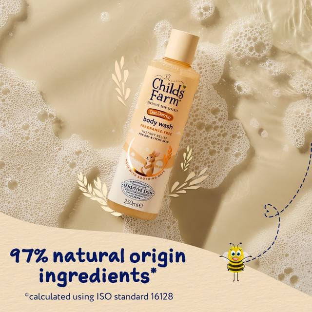 Childs Farm 250ml Oat Derma Fragrance Free for Babies, Kids & Sensitive Skin Body Wash - gallery image 3