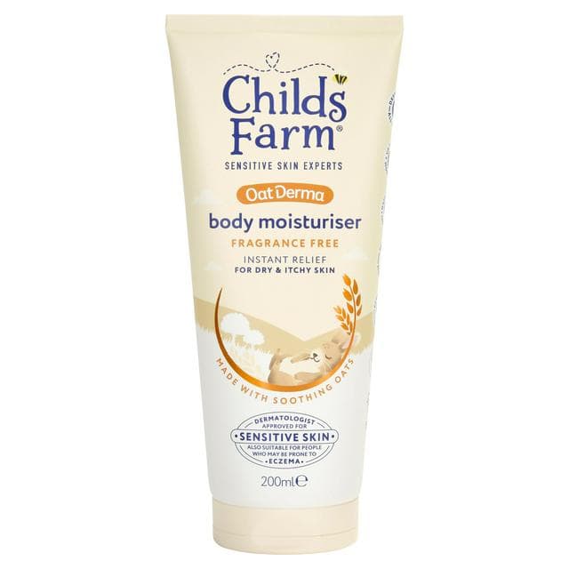 Childs Farm Oat Derma Body Moisturiser Fragrance Free Sensitive Skin Baby Kids Hydrating Formula 200ml - gallery image 1