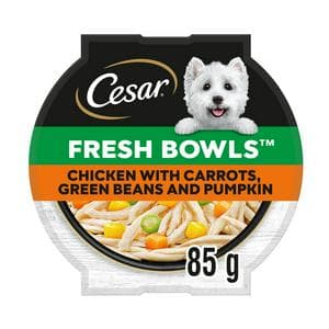 Cesar Fresh Bowl Adult Wet Dog Food with Chicken, Carrots, Beans, Pumpkin in Gravy 85g