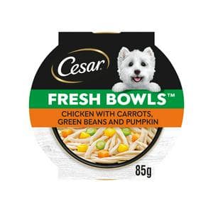Cesar Fresh Bowl Adult Wet Dog Food with Chicken, Carrots, Beans, Pumpkin in Gravy 85g