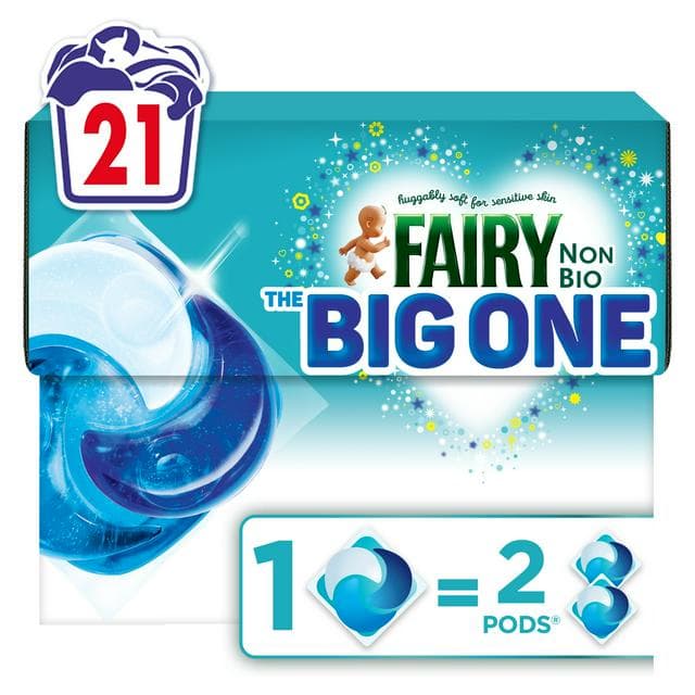 Fairy Non Bio The Big One Pods Laundry Detergent Washing Capsules 21 Washes - gallery image 1