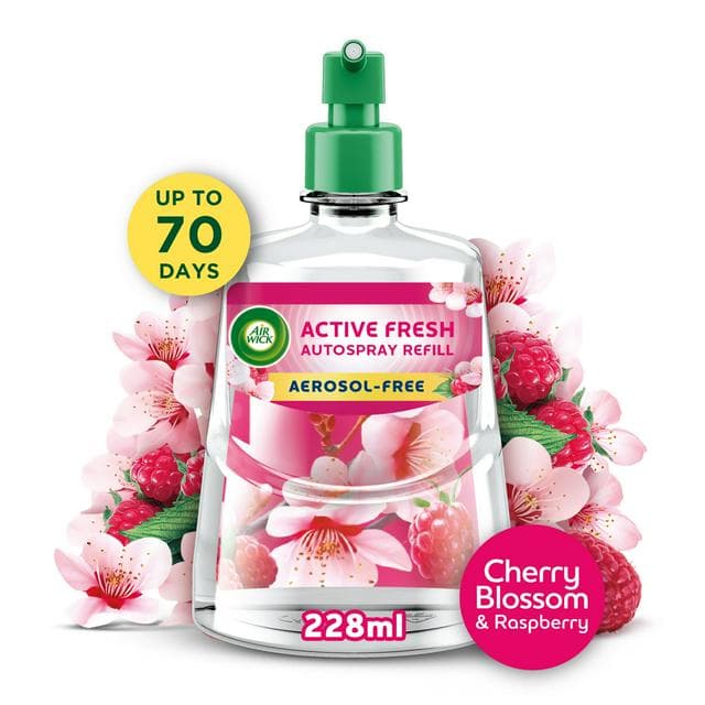 Air Wick 228ml Cherry Blossom & Raspberry Aerosol Free Automatic Spray Refill Lasts Upto 70 Days - gallery image 1