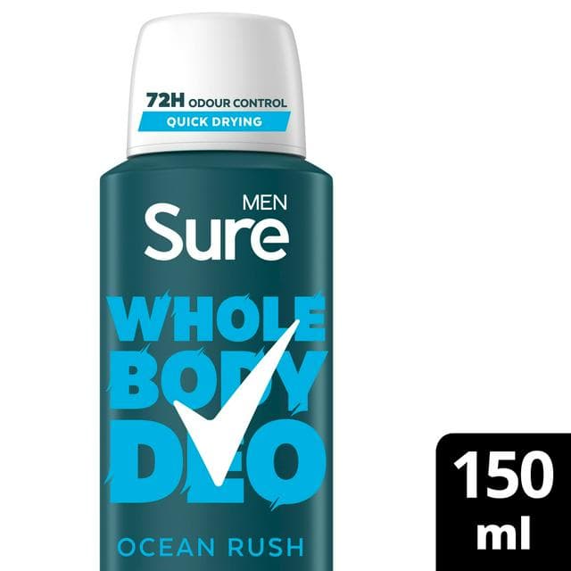 Sure Men Ocean Rush Whole Body Deodorant Spray 72h Odour Control 150ml - gallery image 1
