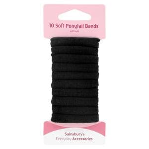 Sainsbury's Soft Ponytail Bands Black x10