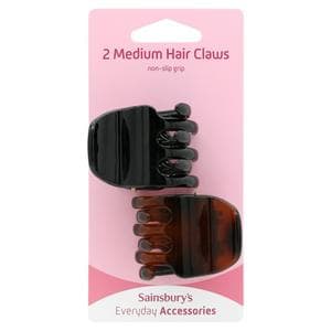 Sainsbury's Medium Jaw Hair Clips Black or Brown x2