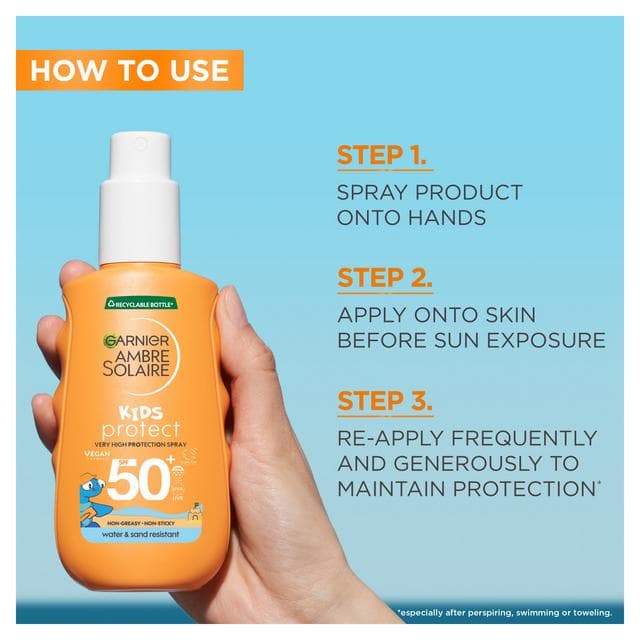 Garnier Ambre Solaire Kids 150ml SPF 50+ Sun Cream Spray - gallery image 5