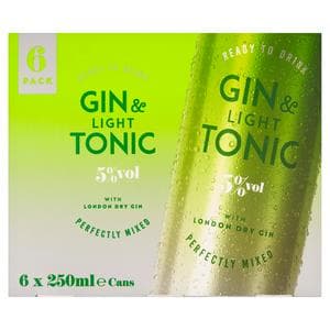Sainsbury's Gin & Light Tonic 6 x 250ml