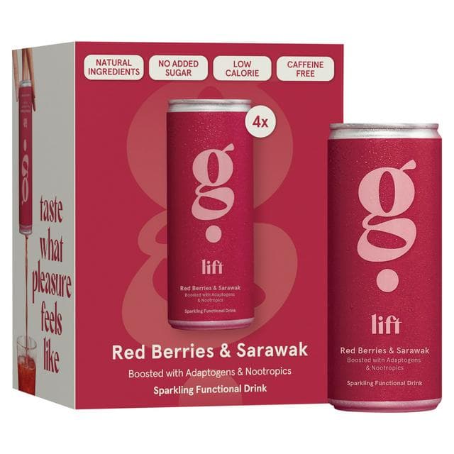 G Spot Red Berries & Sarawak Sparkling Functional Drink 4 x 250ml - gallery image 1