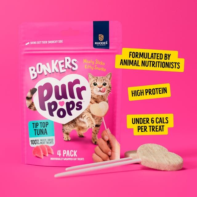 Bonkers Purrpops Lollipop Cat Treats TIp Top Tuna Flavour Pack x4 - gallery image 4