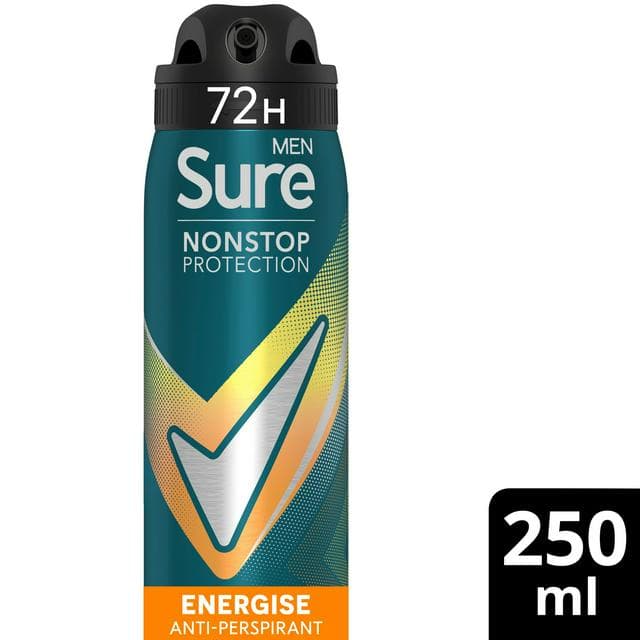 Sure Men Nonstop Protection Anti Perspirant Aerosol Deodorant Energise 250ml - gallery image 1