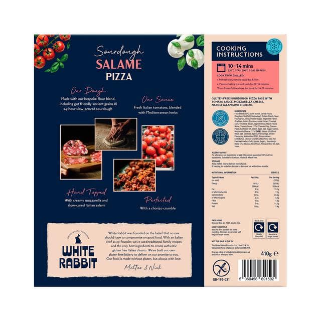 White Rabbit 410g Salami Sourdough Gluten Free Pizza - gallery image 3