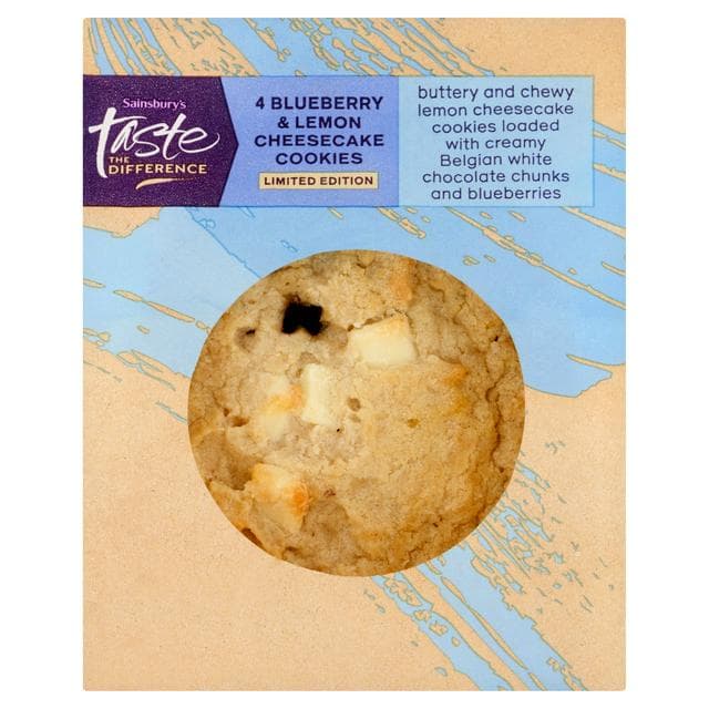 Sainsbury's 4 x Blueberry & Lemon Cheesecake Cookies, Limited Edition, Taste the Difference - gallery image 1