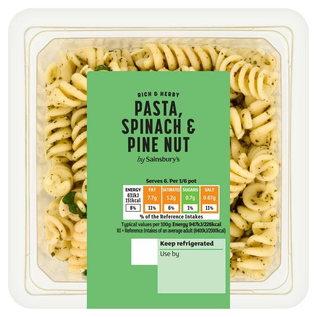 Sainsbury's Herby Pasta, Spinach & Pine Nut 400g - gallery image 1