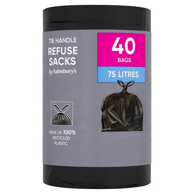 Sainsbury's Tie Handle Refuse Sacks x40 75L - gallery image 1