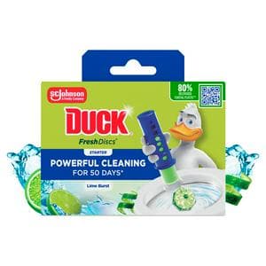 Duck Toilet Fresh Discs Toilet Cleaner Holder & Refill Lime 36ml