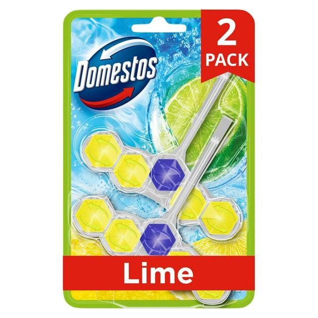 Domestos Power 5 Toilet Rim Blocks Lime x2 50g - gallery image 1