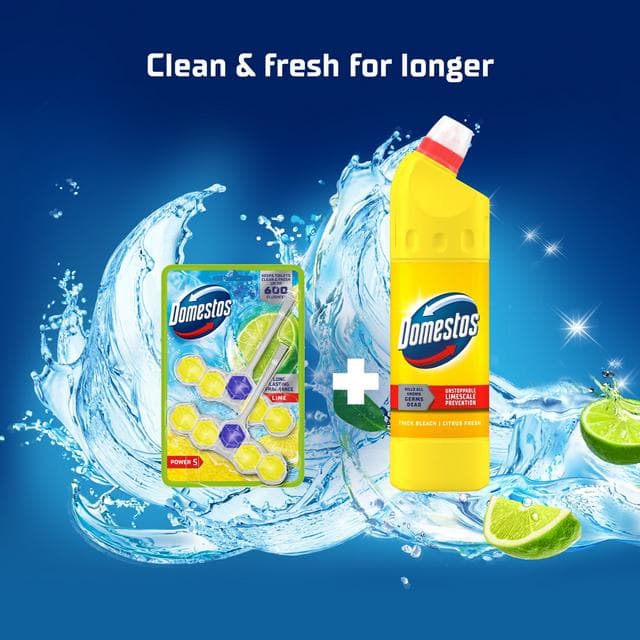 Domestos Power 5 Toilet Rim Blocks Lime x2 50g - gallery image 5