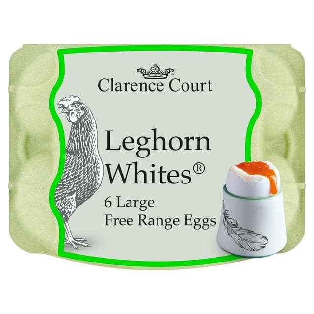 Clarence Court Traditional Leghorn Whites Large Free Range Eggs x6 - gallery image 1