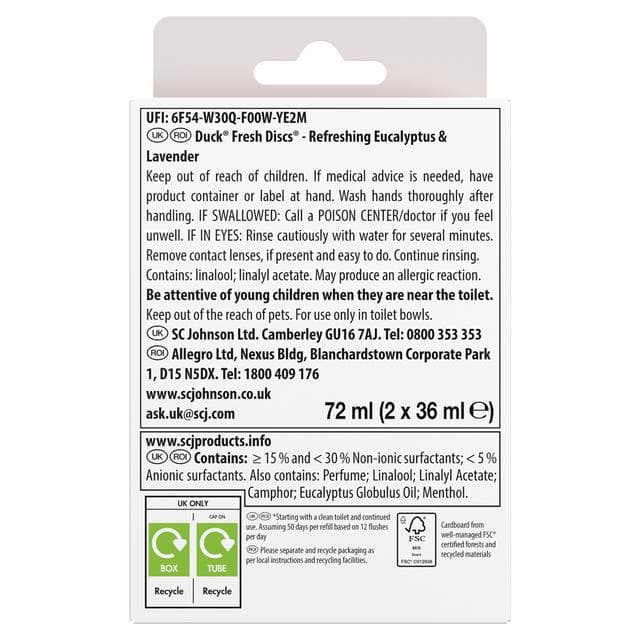 Duck Toilet Fresh Disc Refills Lavender & Eucalyptus Duo 2 x 36ml - gallery image 2