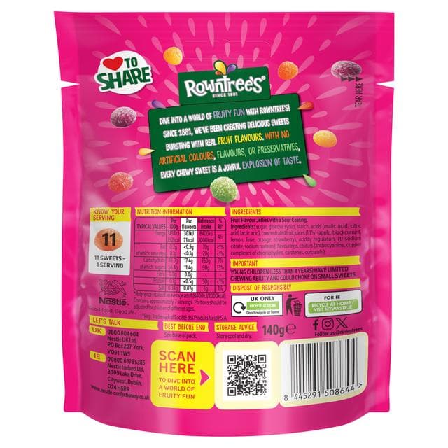 Rowntree's Jelly Tots Tangy Sweets Sharing Bag 140g - gallery image 3