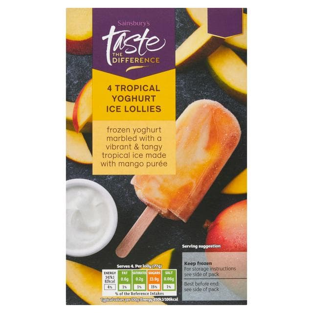 Sainsbury's Tropical Yoghurt Ice Lollies, Taste the Difference 4 x 73ml - gallery image 1