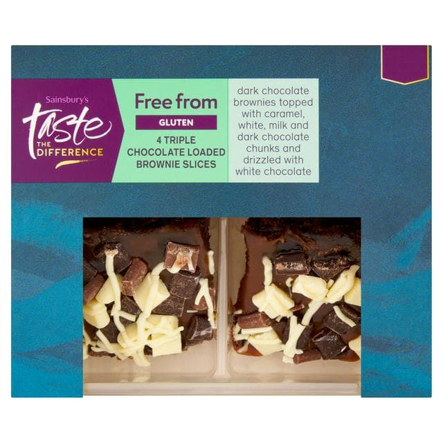 Sainsbury's Triple Chocolate Loaded Brownie Slices, Taste the Difference x4 169g - gallery image 1