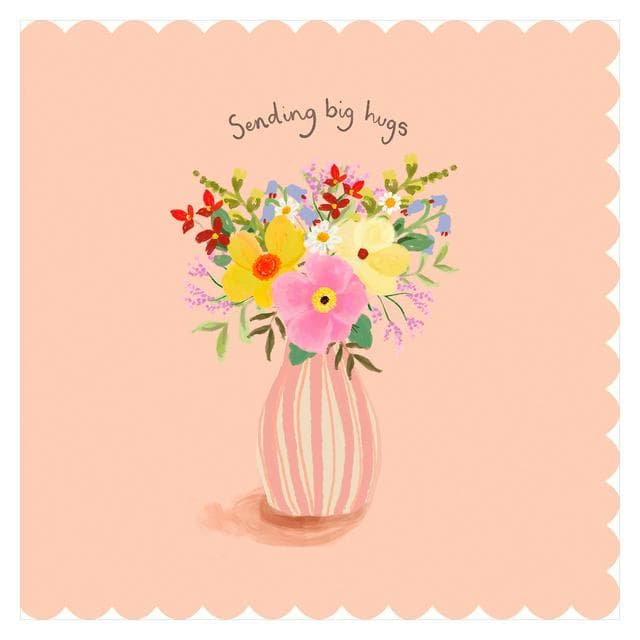Carlton Thinking of You Card Sending Big Hugs Vase & Flowers Design Greeting Card - gallery image 1