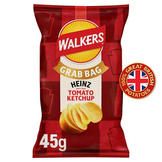 Walkers Heinz Tomato Ketchup Grab Bag Crisps 45g - gallery image 1