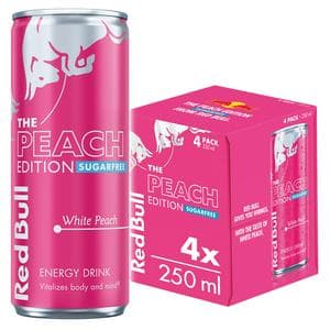 Red Bull Energy Drink Sugar Free White Peach Edition 4 x 250ml
