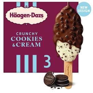 Haagen-Dazs Crunchy Cookies & Cream Ice Cream Sticks 3 x 80ml