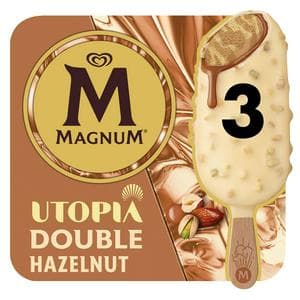 Magnum 3 x 85ml Utopia Double Hazelnut Ice Cream Sticks