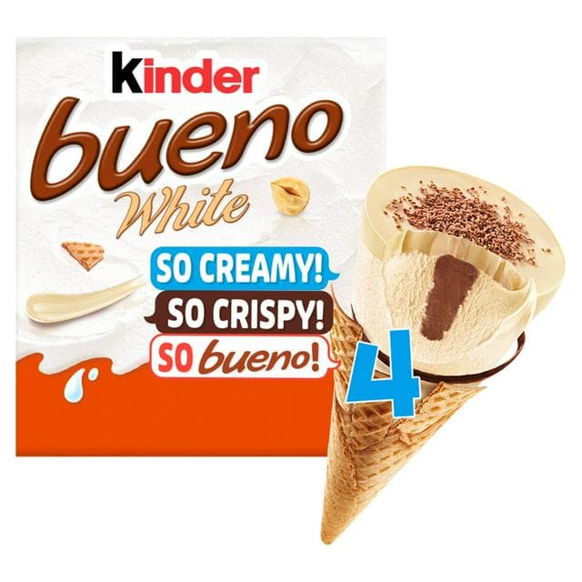 Kinder Bueno White Ice Cream Cones 4 x 90ml - gallery image 1