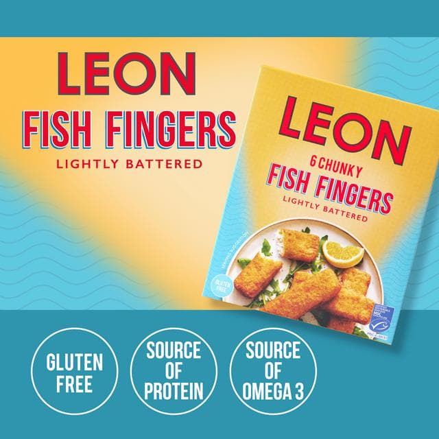 LEON Chunky Fish Fingers Lightly Battered x6 390g - gallery image 2