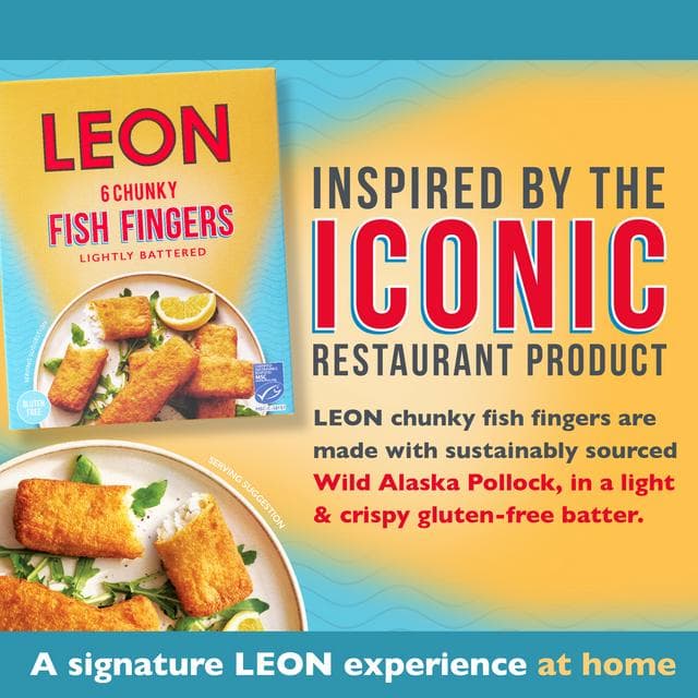 LEON Chunky Fish Fingers Lightly Battered x6 390g - gallery image 3