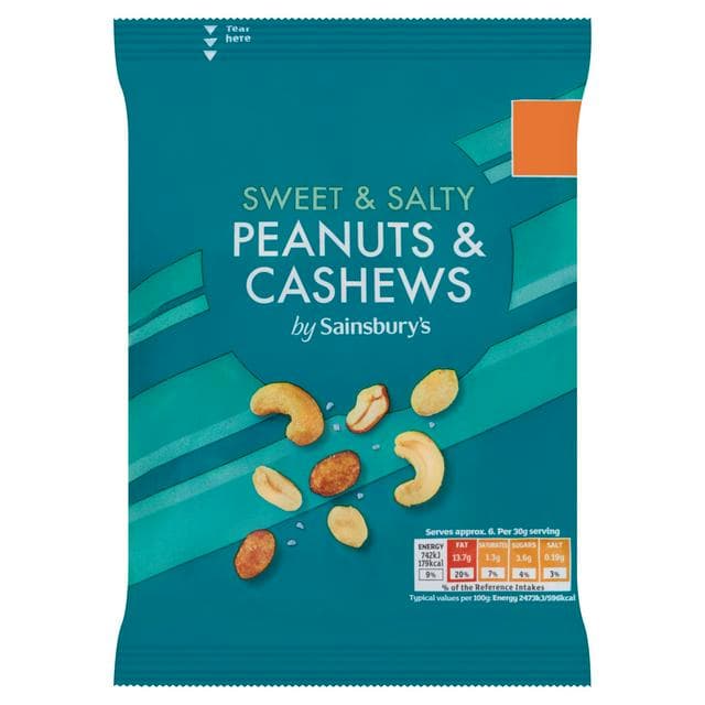 Sainsbury's Sweet & Salty Peanuts & Cashews 200g - gallery image 1